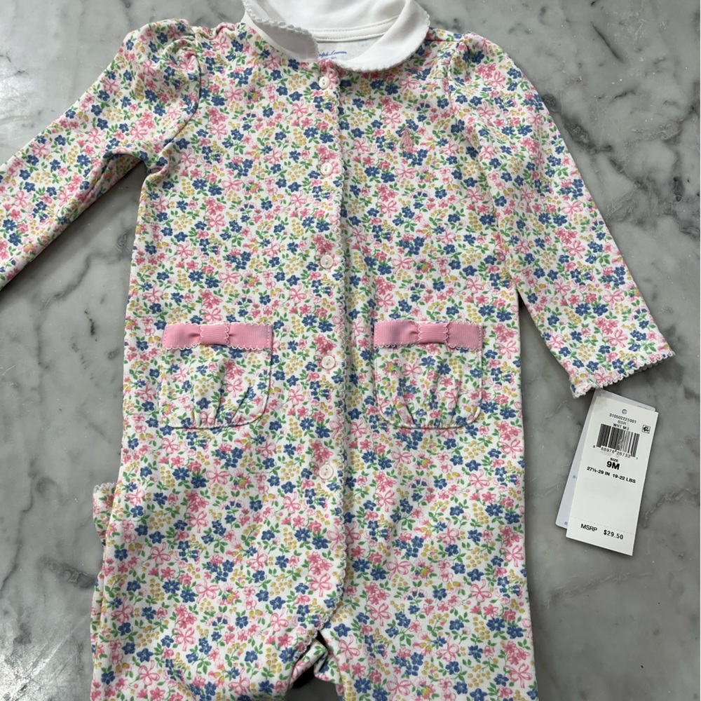 Beautiful floral pattern new with tags Ralph Lauren romper 9 month